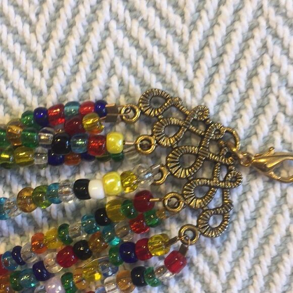 Handcrafted multi strand beaded necklace Aprox 22 " total length, - Picture 12 of 13